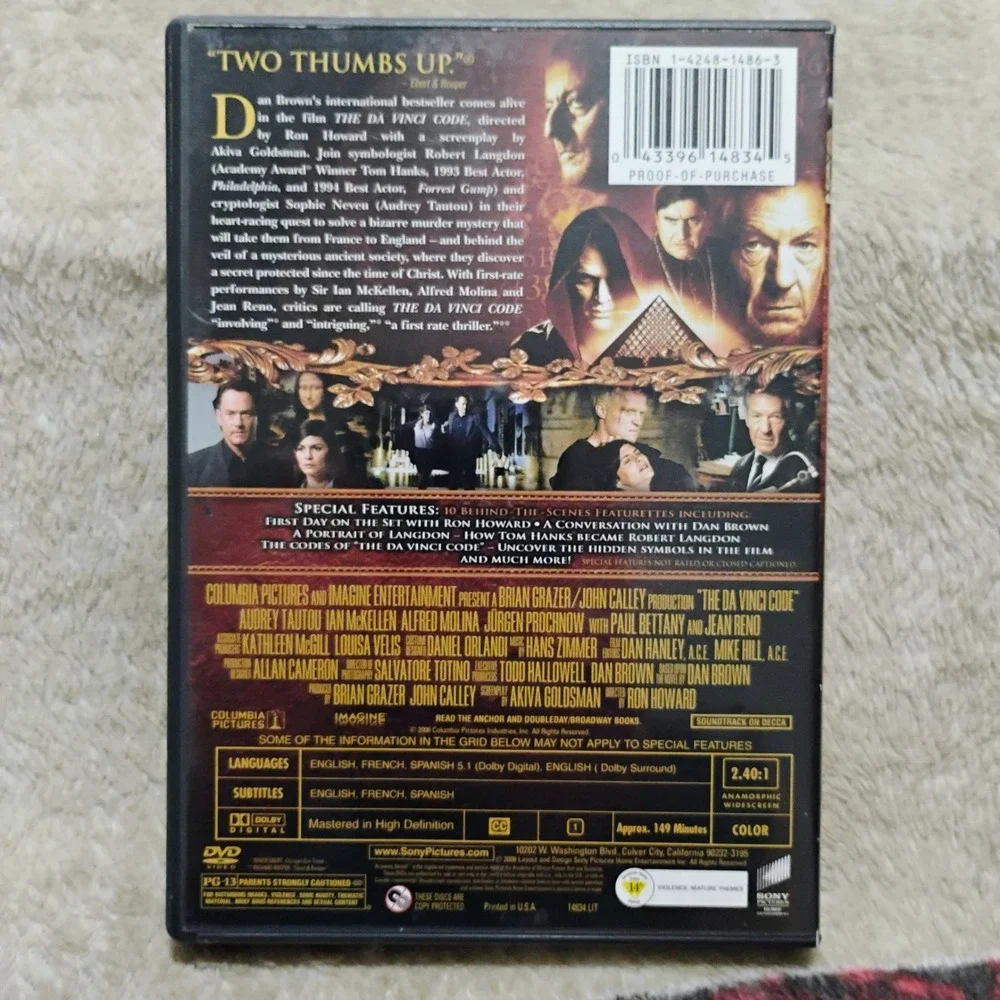 The Da Vinci Code DVD 2-Disc Widescreen Special Edition Tom Hanks Mystery Movie